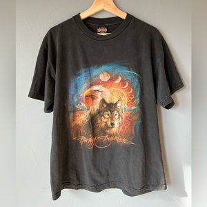 Harley-Davidson Black Graphic Tee with Eagle & Wolf